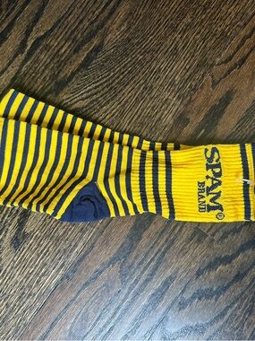 SPAM brand Yellow & Navy Striped Crew Socks